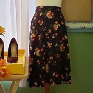 JustFab marigold and foliage print midi skirt